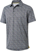 Men's short sleeve striped performance golf polo in moisture-wicking fabric