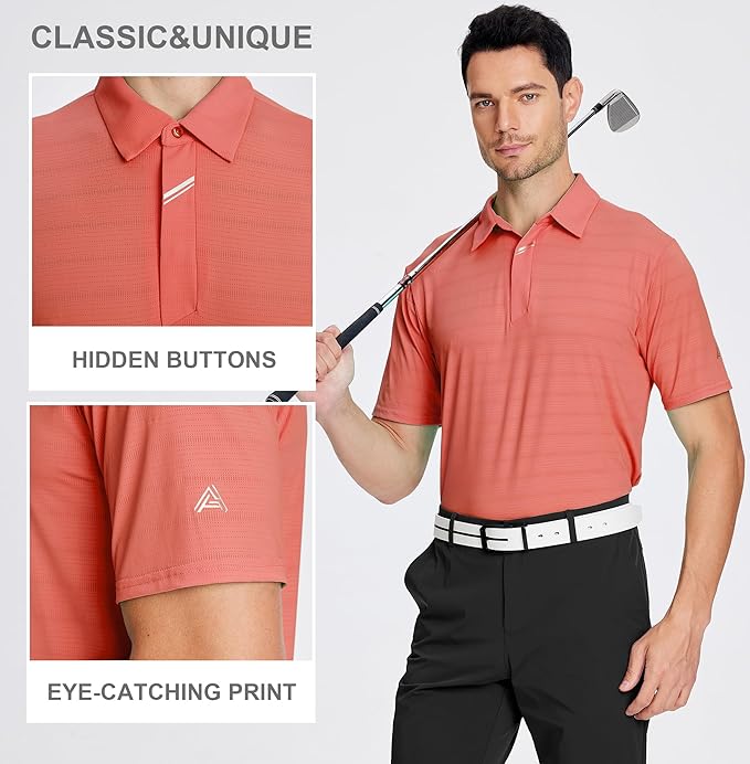 Men's Jacquard Performance Golf Polo – Moisture-Wicking Short Sleeve