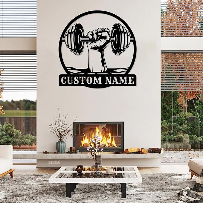 Customized Metal Gym Name Sign, Personalized Sports Room Wall Art,Metal Gym Sign,Unique Fitness Wall Sign, Gym Lovers Unique Gift, Gym Wall Art,Training Center Sign (Style-15)