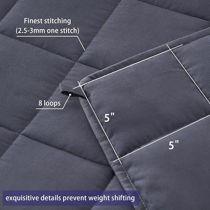 yescool Weighted Blanket for Adults (10 lbs, 48" x 72", Grey) Cooling Heavy Blanket for Sleeping Perfect for 90-110 lbs, Twin Size Breathable Blanket with Premium Glass Bead, Machine Washable