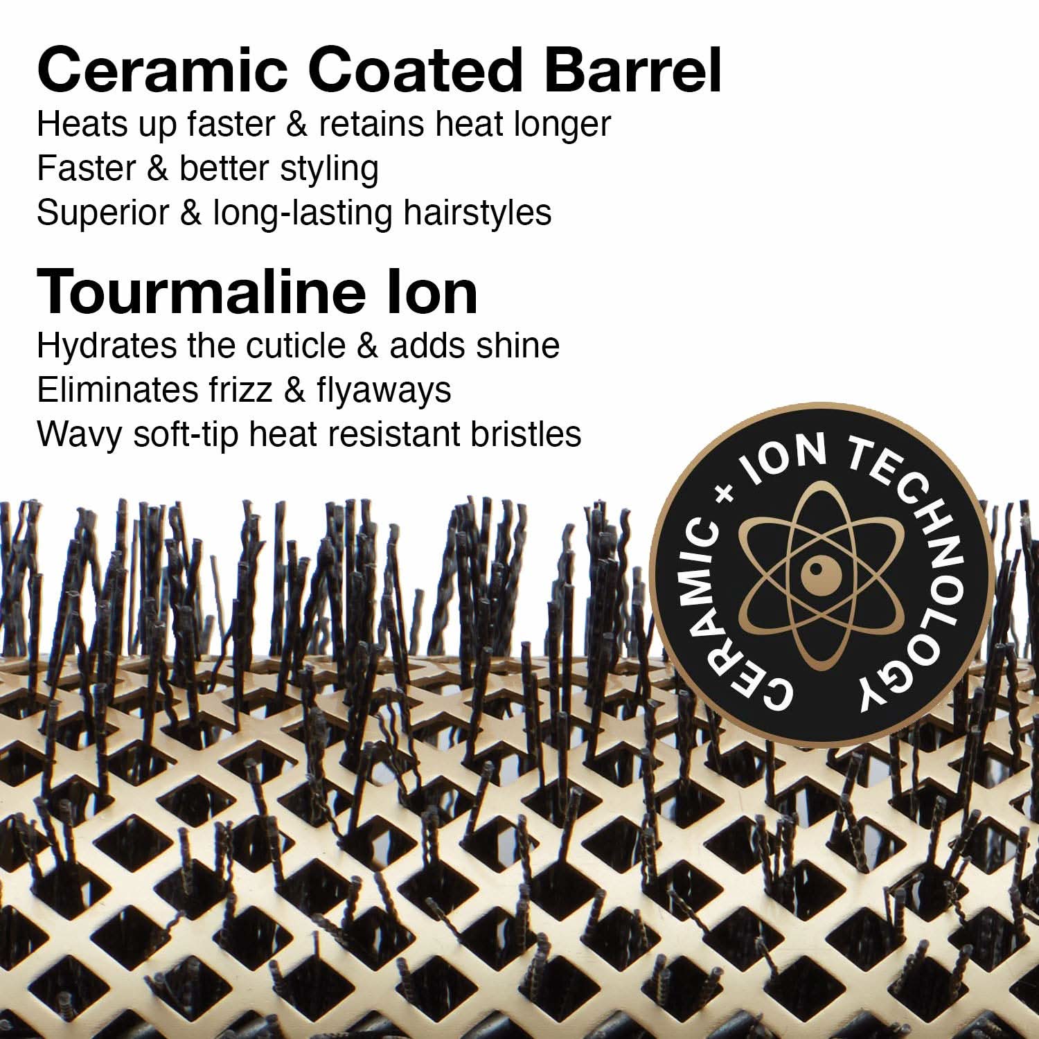 1 1/4" NanoThermic Ceramic + Ion Hair Brush in Gold and Black