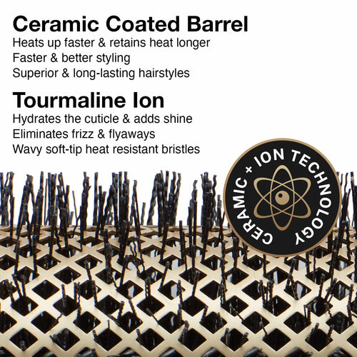 1 1/4" NanoThermic Ceramic + Ion Hair Brush in Gold and Black