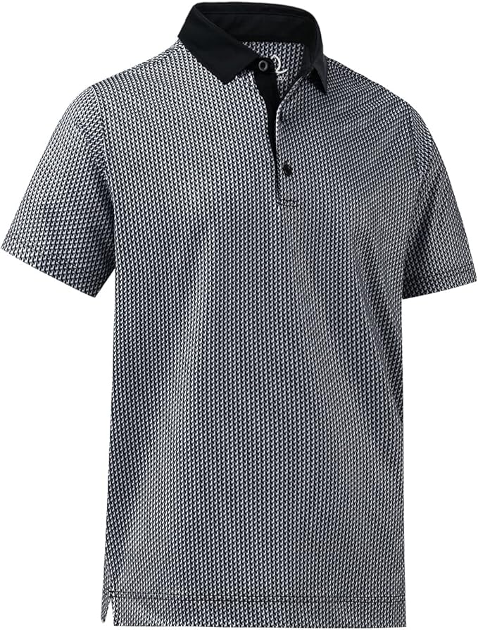 Men's Quick Dry Performance Polo Shirt - Athletic Print Golf Top