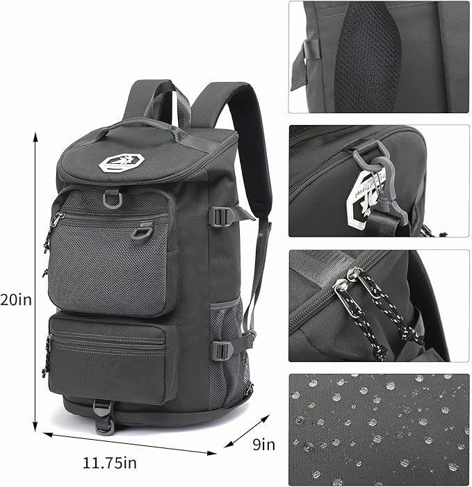 Kalesi Gym Duffle Bag Backpack 4-Way Waterproof with Shoes Compartment for travel Sport Hiking laptop (gray)