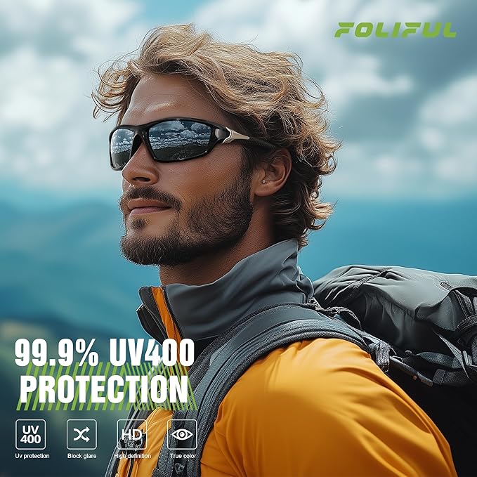 3 Pack Polarized Sports Sunglasses for Men, Mens Sunglasses Wrap Around UV400 Protection for Cycling Fishing Driving
