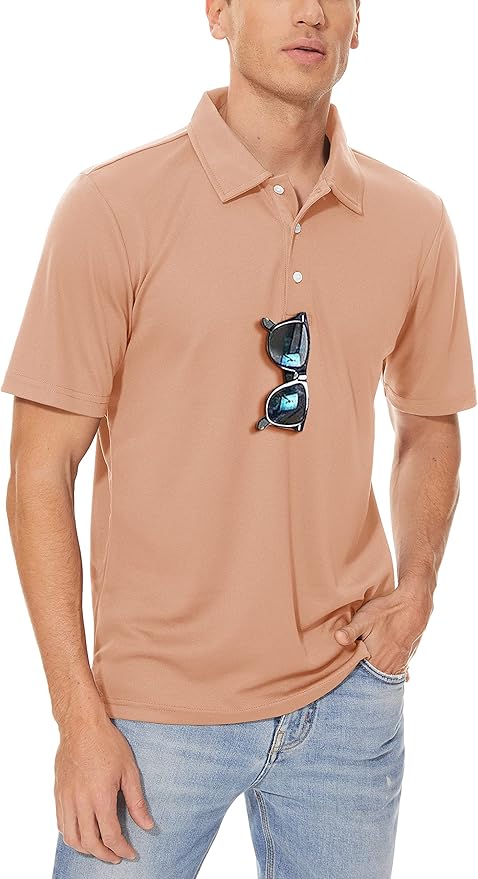 Men's Quick Dry Polo Shirt Moisture Wicking Performance Golf Shirt