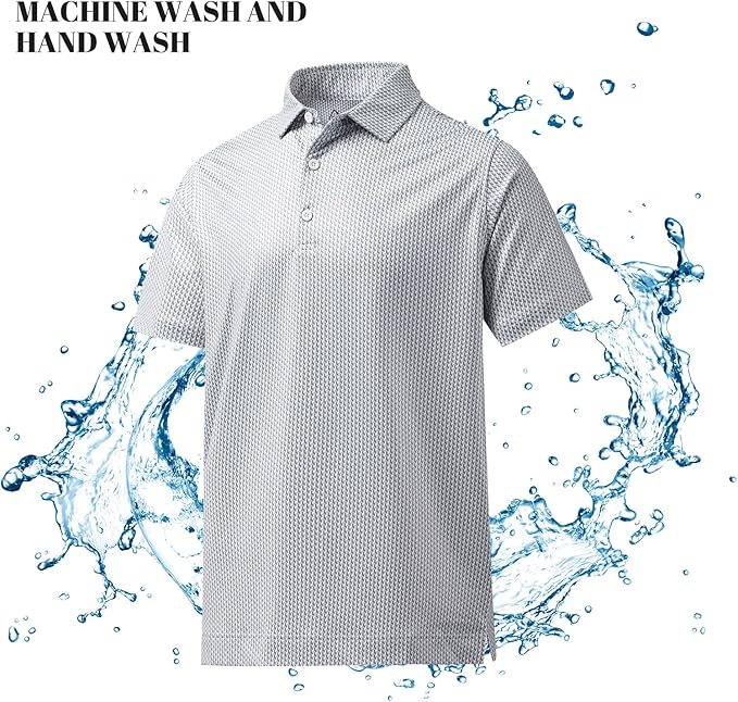 Men's Quick Dry Performance Polo Shirt - Athletic Print Golf Top