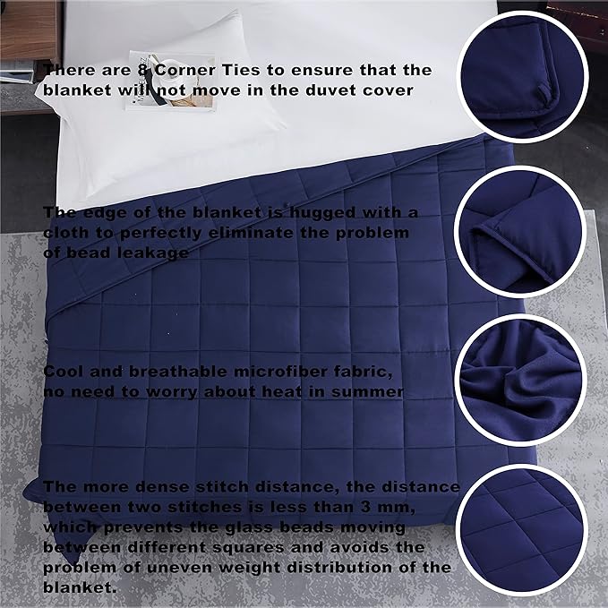 L'AGRATY Weighted Blanket - 60"x80" 20lbs Cooling Breathable Heavy Blanket Microfiber Material with Glass Beads for Adult All-Season Summer Fall Winter Soft Thick Comfort