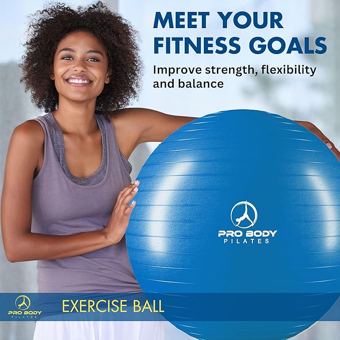 ProBody Pilates Exercise Ball - Multiple Sizes Gym Grade Balance Ball for Fitness, Yoga, Workout, Pregnancy & Physical Therapy