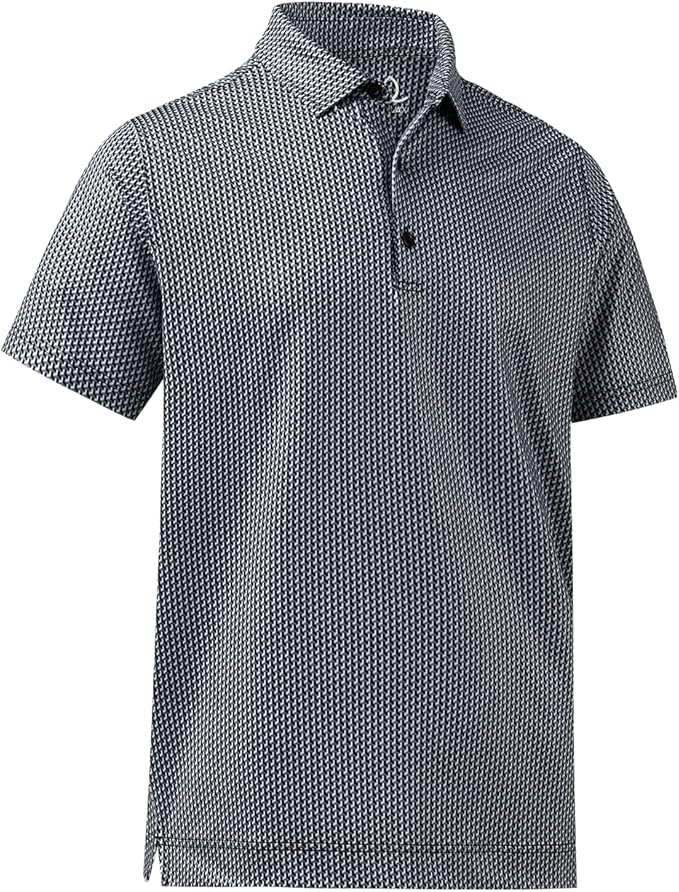 Mens Geometric Print Polo Shirt Short Sleeve Athletic Golf Top
