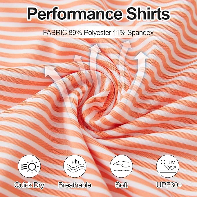 Men's Performance Striped Golf Polo Moisture Wicking Sport Shirt