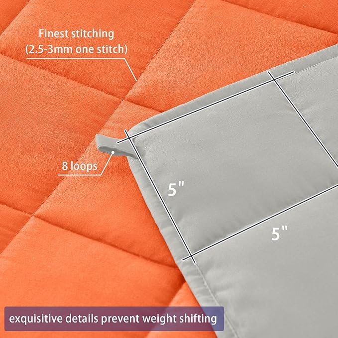yescool Weighted Blanket for Adults (30 lbs, 88” x 104”, Orange) Cooling Heavy Blanket for Sleeping Perfect for 290-310 lbs, King Size Breathable Blanket with Premium Glass Bead