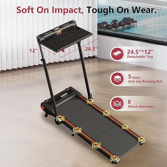 3-in-1 Foldable Treadmill with Desk Workstation and Incline