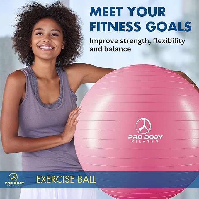 ProBody Pilates Exercise Ball - Multiple Sizes Gym Grade Balance Ball for Fitness, Yoga, Workout, Pregnancy & Physical Therapy