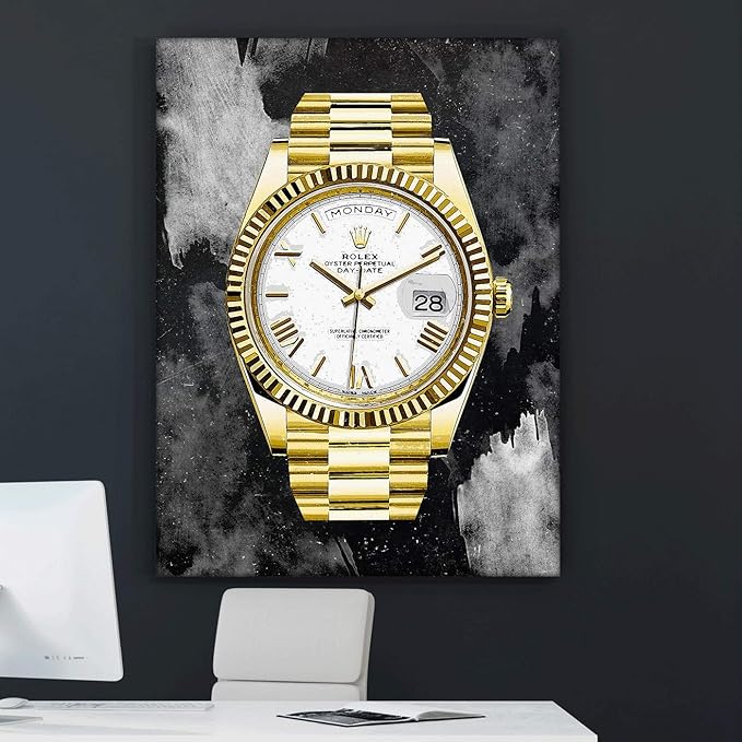 SuccessHunters Luxury Gold Watch Canvas Print Office Wall Decoration Home Decor Modern Art Prints Inspiration Motivation Inspire Entrepreneur Quote Inspirational Motivational House Decal (36" x 24")