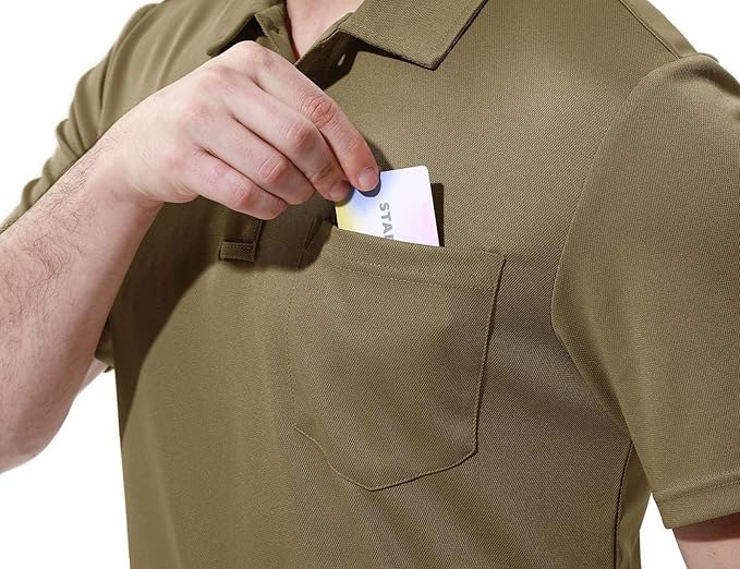 Men's Quick Dry Golf Polo Shirt with Chest Pocket Short Sleeve