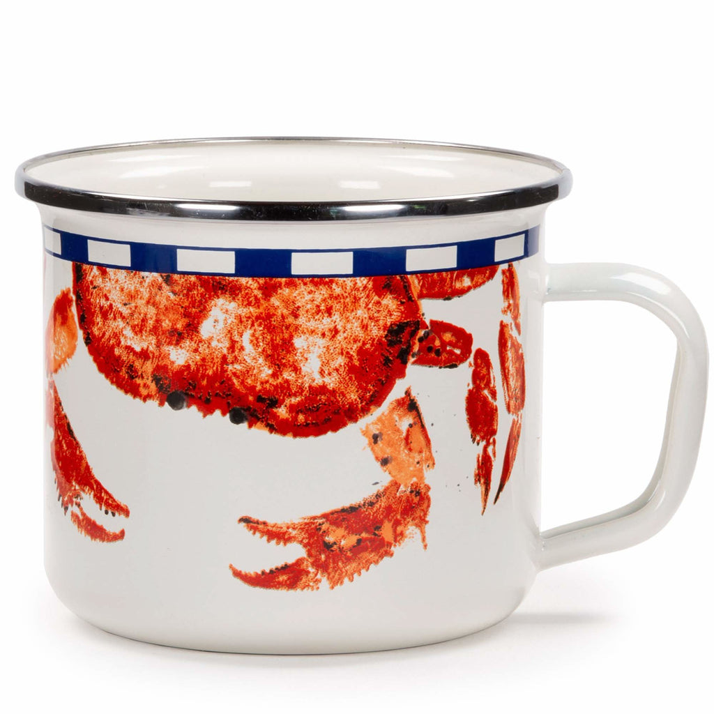 Grande Enamelware Mugs 24 oz, Set of 4 Carbon Steel Coffee Cups