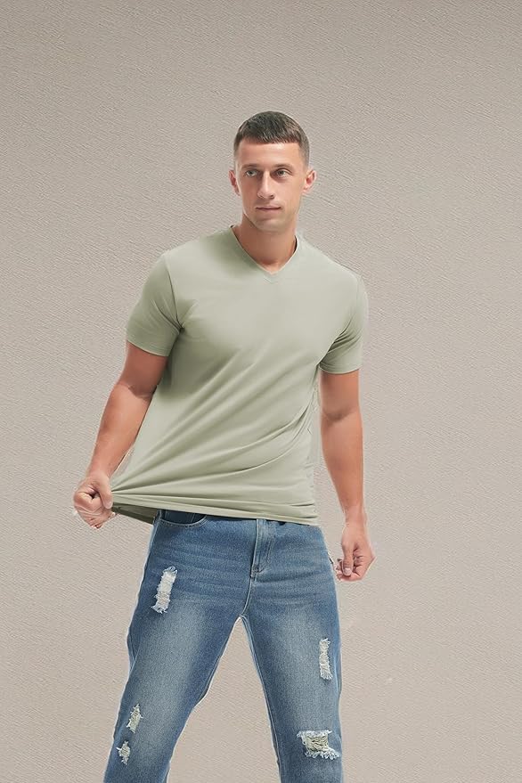 Men’s Modern Fitted V-Neck T-Shirt Premium Comfort Undershirt