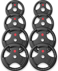 GIKPAL 2-inch Rubber Olympic Grip Weight Plates for Strength Training, Weightlifting in Home & Gym, Barbell Weights Plates Set (2.5/5/10/25/35/45 LB)