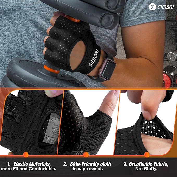 SIMARI Breathable Workout Gloves for Men and Women, Padded Weight Lifting Gloves with Great Grip, Full Palm Protection for Gym Training, Cycling, Weightlifting, Exercise, Crossfit, Climbing