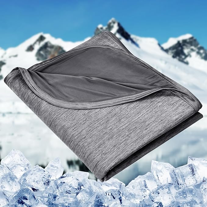 HOMFINE Cooling Blankets for Hot Sleepers - Summer Blanket Thin Lightweight Breathable Soft Double Side Enhanced Cooling for Bed Couch Sofa, Keep Cool for Night Sweats (Black, 60 x 80 inches)