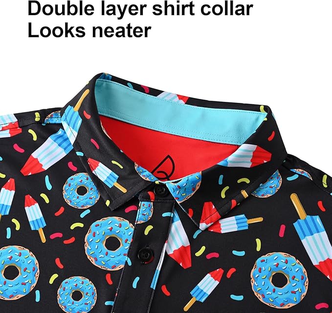 Men's Quick Dry Performance Polo Shirt - Athletic Print Golf Top