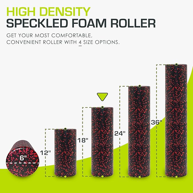 ProsourceFit High Density Foam Rollers 18 to 36 - inches Long, Firm Full Body Athletic Massage Tool for Back Stretching, Yoga, Pilates, Post Workout Muscle Recuperation