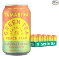 Tama Tea Sugar-Free Sparkling Green Tea, Peach Pear – Organic & Naturally Energizing – Zero Calories, Zero Carbs, Non-GMO – Antioxidant-Rich with 45mg Natural Caffeine – 12 oz Cans (12-Pack)