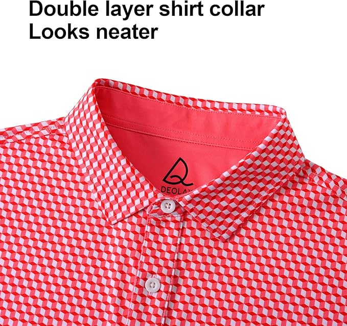 Men's Quick Dry Performance Polo Shirt - Athletic Print Golf Top