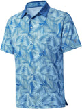 Men's performance golf polo with striped pattern and short sleeves