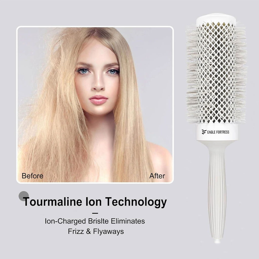 Professional Extended Barrel Round Hair Brush, Ceramic & Ionic, Grey