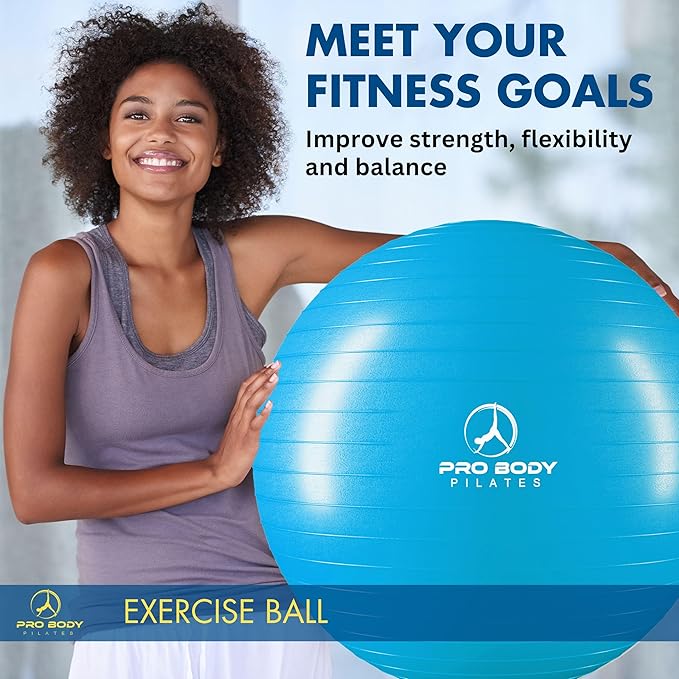 ProBody Pilates Exercise Ball - Multiple Sizes Gym Grade Balance Ball for Fitness, Yoga, Workout, Pregnancy & Physical Therapy