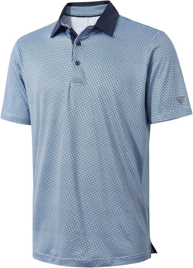 Men's striped short sleeve performance polo in a breathable, soft fabric