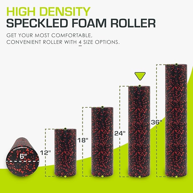 ProsourceFit High Density Foam Rollers 18 to 36 - inches Long, Firm Full Body Athletic Massage Tool for Back Stretching, Yoga, Pilates, Post Workout Muscle Recuperation