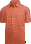 Men's striped jacquard golf polo shirt with moisture-wicking performance fabric