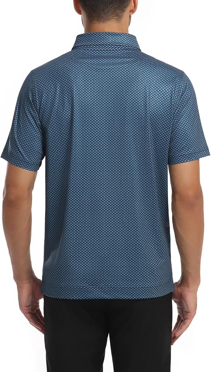 Men's Quick Dry Performance Polo Shirt - Athletic Print Golf Top