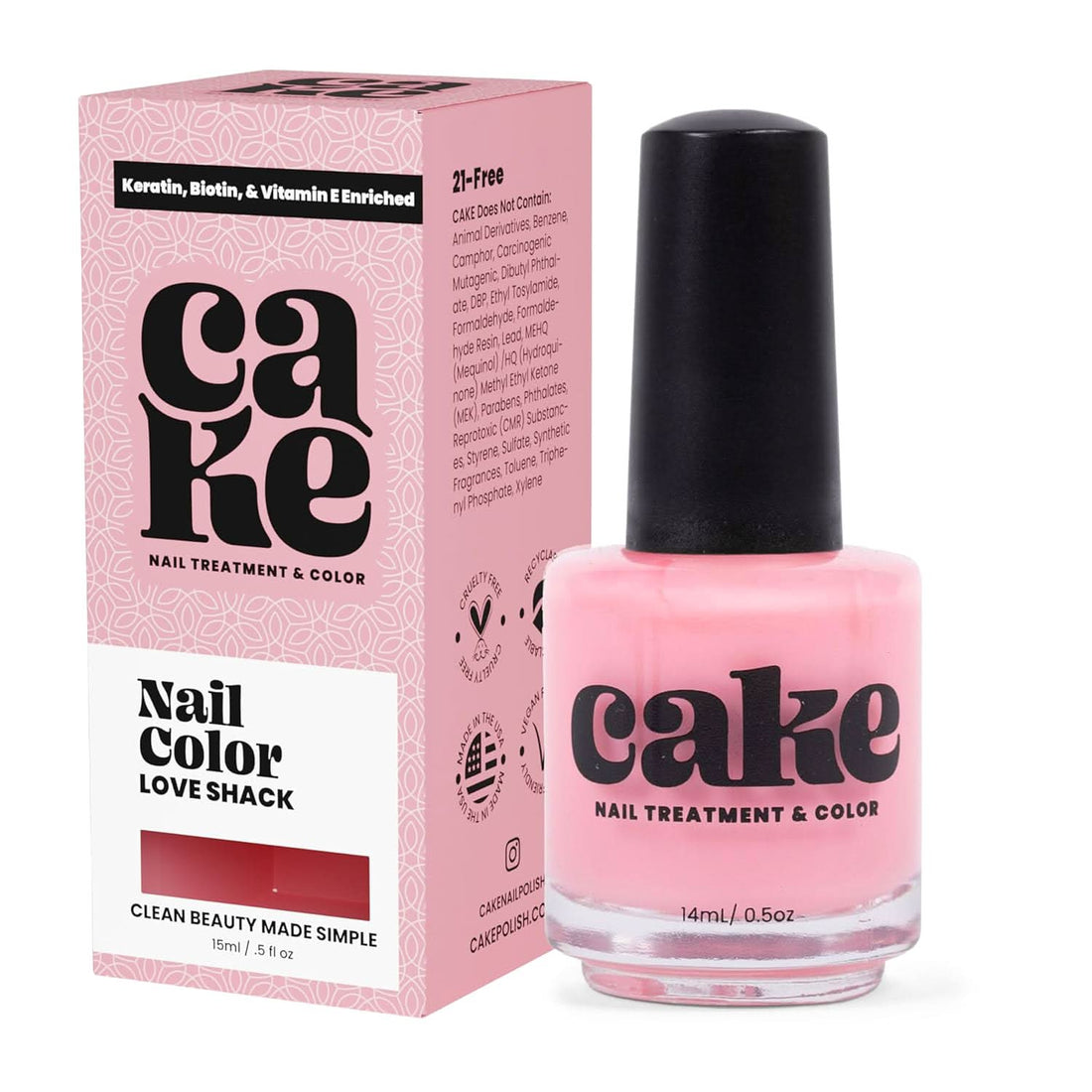 Love Shack Nail Strengthening Polish - Baby Pink Non-Toxic Formula