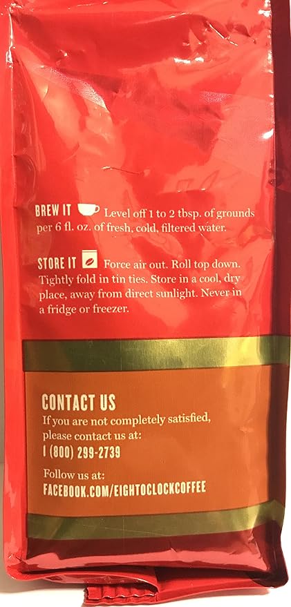 Eight O' Clock Ground Coffee - Hazelnut - Medium Roast - Net Wt. 11 OZ (311 g) Per Package - Pack of 2 Packages