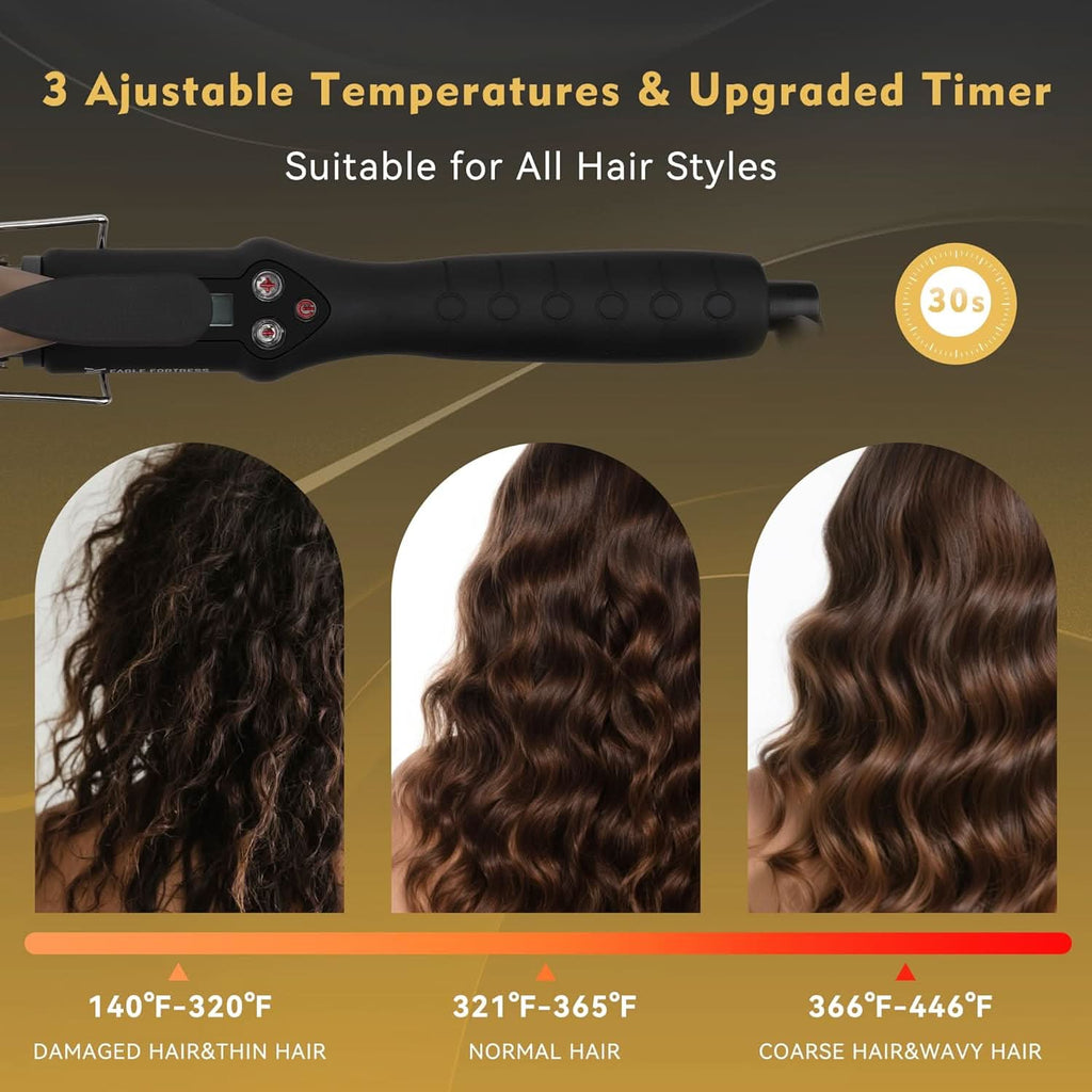 1" Ceramic Curling Wand - Professional Hair Styling Tool Black