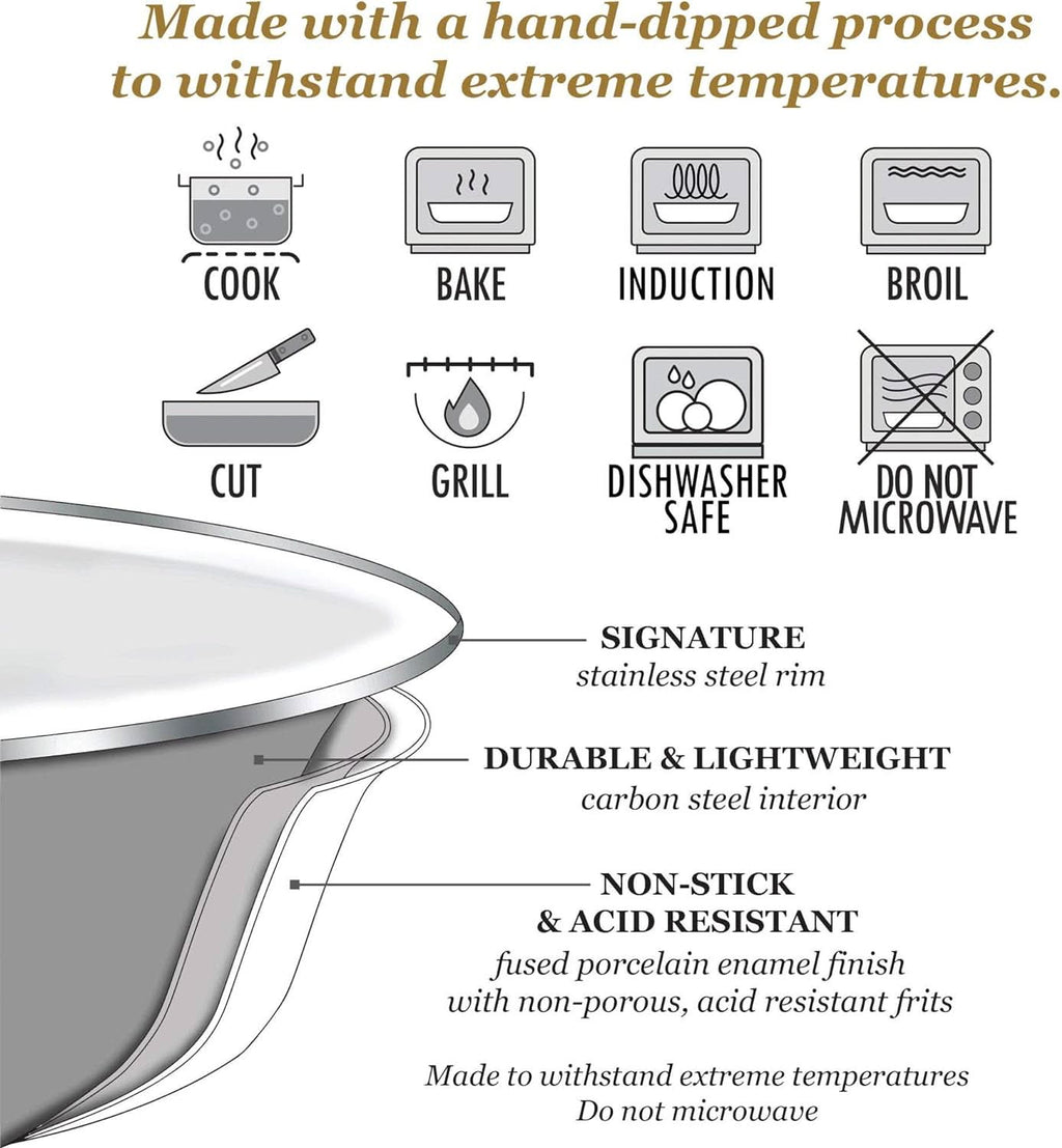 Solid Red 5 Qt Non-Stick Enamelware Saute Pan with Lid