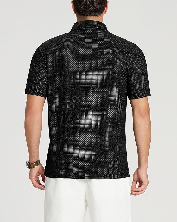 Men's Performance Striped Golf Polo - Moisture Wicking Sport Shirt