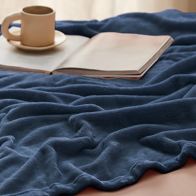 Bedsure Fleece Blankets Queen Size Mineral Blue - Bed Blanket Soft Lightweight Plush Fuzzy Cozy Luxury Microfiber, 90x90 inches