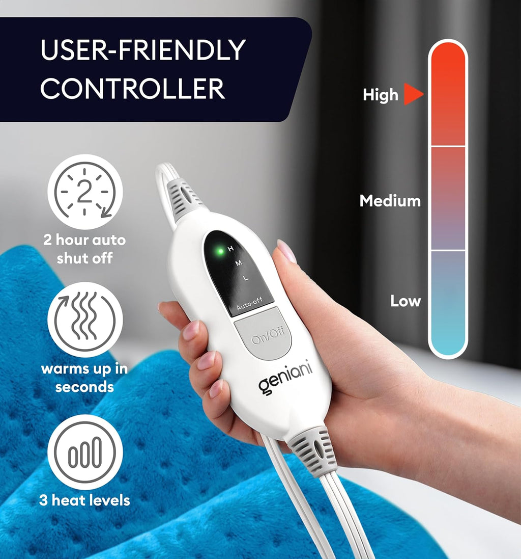 Extra Large Aqua Blue Heating Pad for Targeted Pain Relief - Image 5