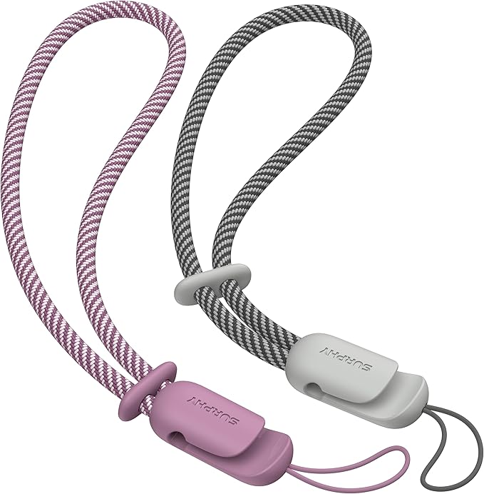 SURPHY 2 Pack Phone Lanyard for Cellphone Case, Phone Wrist Strap for Case, Cellphone Strap with 2-Color Braided, Charm Wrist Lanyard for Women and Men, Lilac Purple & Gray