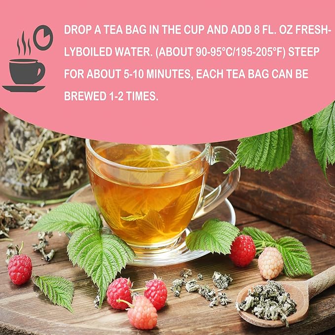 Samcci - Raspberry Leaf Tea Bag, 40 Teabags - Natural Pregnancy Tea - Pure Red Raspberry Leaf Herbal Tea - Help Childbirth & Support Menstrual - Non-GMO - Caffeine-free