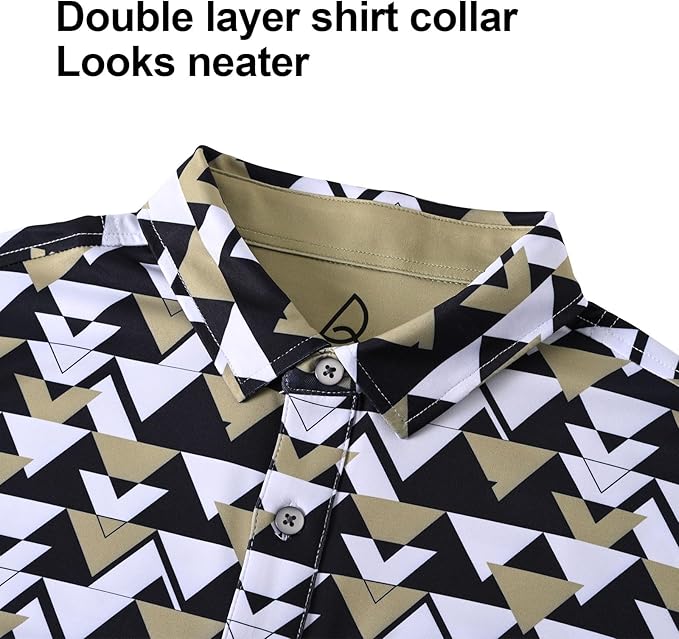 Men's Quick Dry Performance Polo Shirt - Athletic Print Golf Top