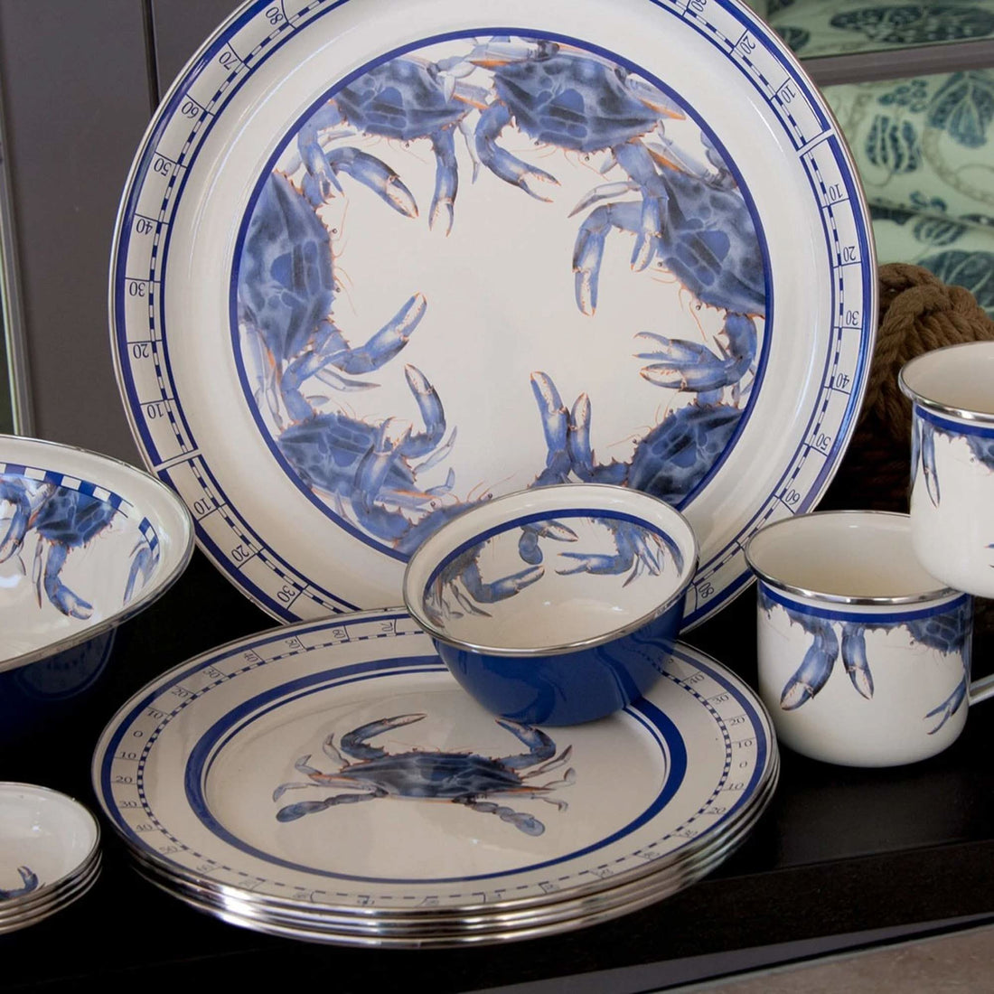 Grande Enamelware Mugs 24 oz, Set of 4 Carbon Steel Coffee Cups