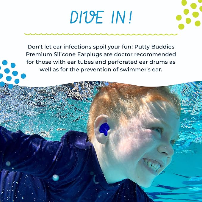 Earvolution Original Putty Buddies Ear Plugs for Swimming - Invented by an Ear Physician - Moldable, Premium Silicone Ear Plugs - One Size - Waterproof - Made in The USA - 3 Pair Pack