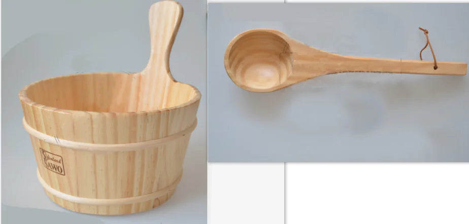 Wooden Sauna Bucket with Ladle for Showering