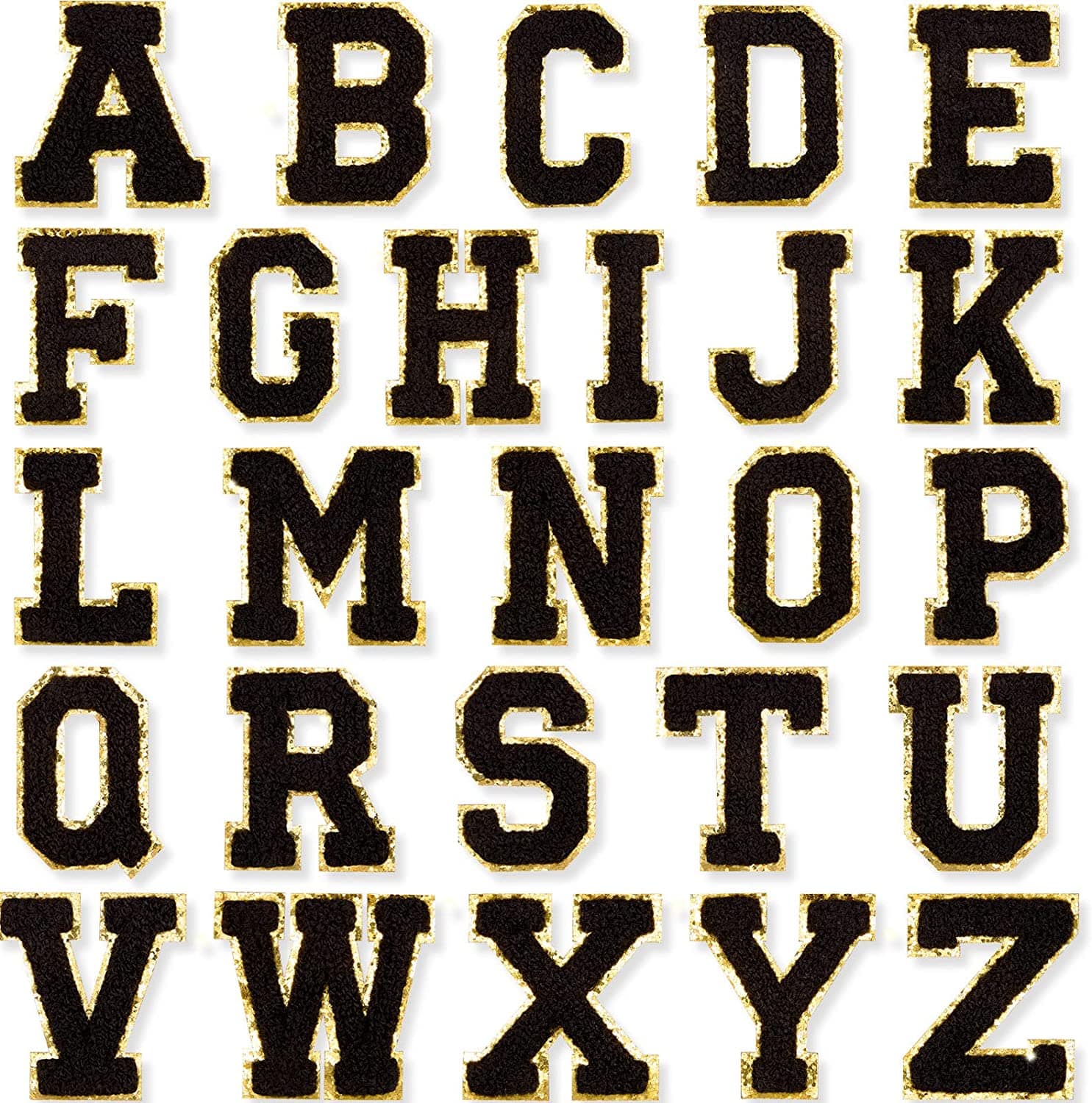 Black Self Adhesive Chenille Letters Patches